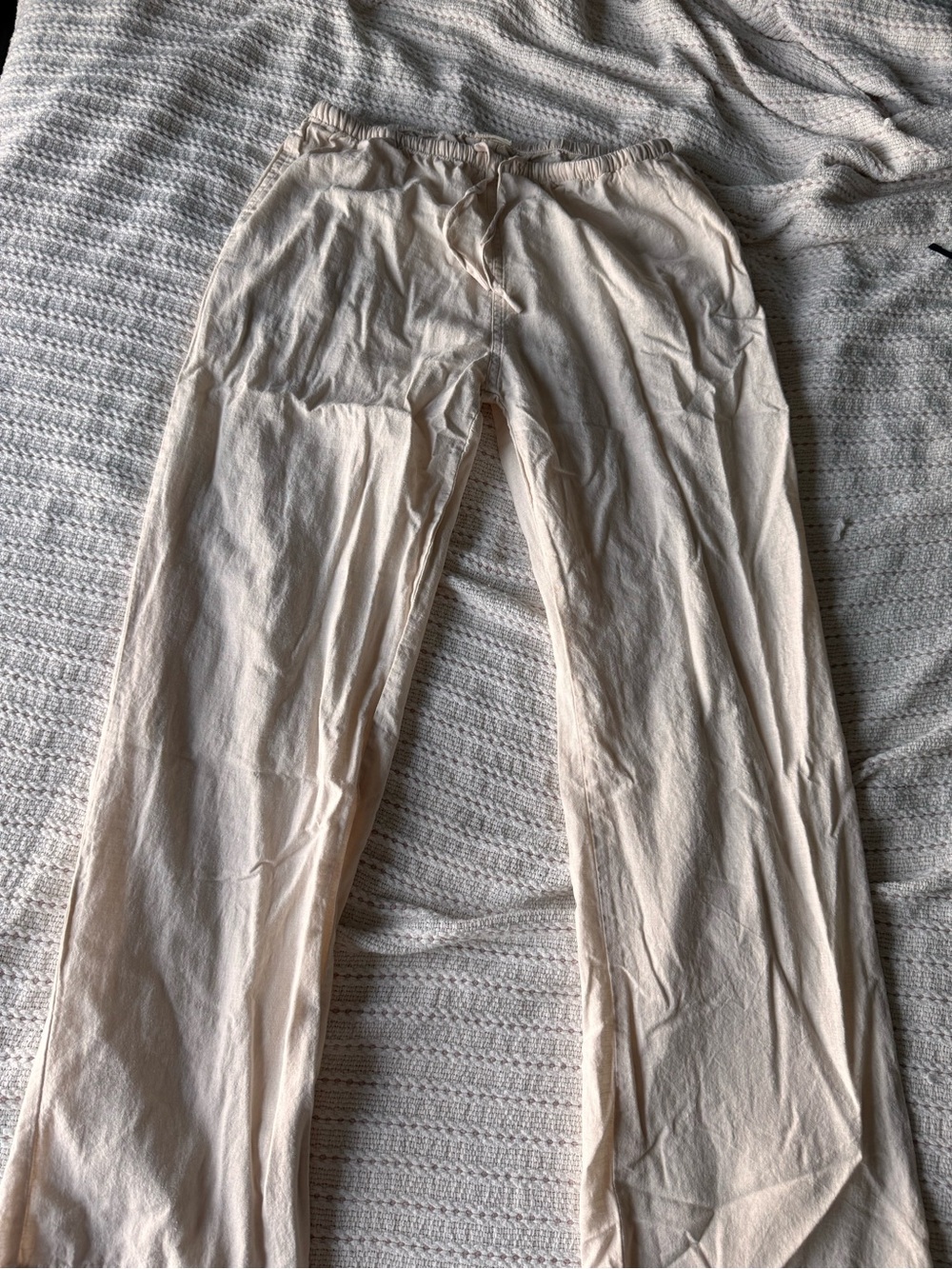 Brandy Melville Cream Lightweight Drawstring Trousers